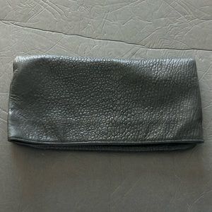 Morton & Hudson black leather fold over clutch EUC